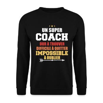 Humour coach sportif entraineur super coach - Sweat-shirt Unisexe - noir - Devant - Alina (178cm) & Michal (187cm)