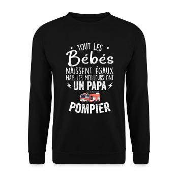 Bébés égaux meilleurs ont un papa pompier - Sweat-shirt Unisexe - noir - Devant - Alina (178cm) & Michal (187cm)
