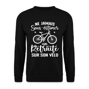 Sous-estimer Un Retraité Sur Son Vélo - Sweat-shirt Unisexe - noir - Devant - Alina (178cm) & Michal (187cm)