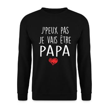 Papa Fête des Pères Naissance Bébé Anniversaire - Sweat-shirt Unisexe - noir - Devant - Alina (178cm) & Michal (187cm)