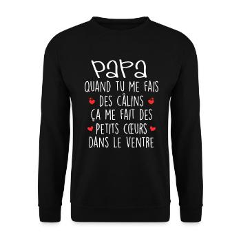Papa - Fête des Pères - Bébé - Naissance - Baby - Sweat-shirt Unisexe - noir - Devant - Alina (178cm) & Michal (187cm)