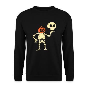 Funny Skeleton Halloween Costume - Unisex Sweatshirt - black - Front - Alina (178cm) & Michal (187cm)