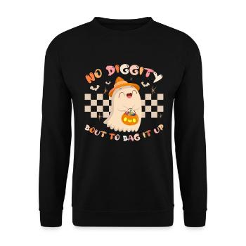Kein Diggity-Kampf, um es einzusacken Niedliches Geister-Halloween - Unisex Pullover - Schwarz - Vorne - Alina (178cm) & Michal (187cm)