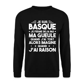 Je Suis Basque - Je Ferme Pas Ma Gueule - Sweat-shirt Unisexe - noir - Devant - Alina (178cm) & Michal (187cm)
