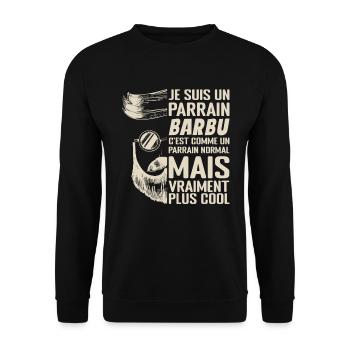 Parrain Barbu Qui Déchire Idée Cadeau Parrain Cool - Sweat-shirt Unisexe - noir - Devant - Alina (178cm) & Michal (187cm)