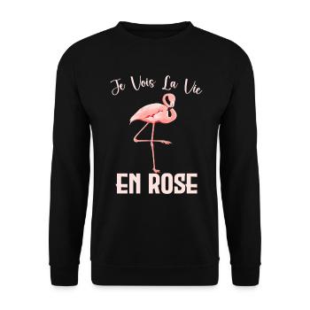 Flamand Rose - Vie En Rose - Sweat-shirt Unisexe - noir - Devant - Alina (178cm) & Michal (187cm)