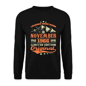 Legendär seit November 1966 - limitierte Auflage - Unisex Pullover - Schwarz - Vorne - Alina (178cm) & Michal (187cm)