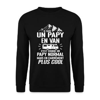 Cadeau Papy Van Camping Car Voyage Cadeau Papy - Sweat-shirt Unisexe - noir - Devant - Alina (178cm) & Michal (187cm)