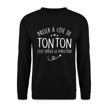 Tonton Humour, Cadeau Humour Humoristique Tonton - Sweat-shirt Unisexe - noir - Devant - Alina (178cm) & Michal (187cm)