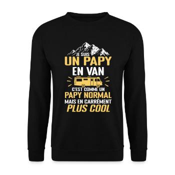 Cadeau Papy Van Camping Car Voyage Cadeau Papy - Sweat-shirt Unisexe - noir - Devant - Alina (178cm) & Michal (187cm)