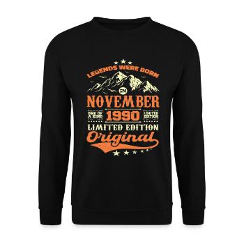Legendär seit November 1990 - limitierte Auflage - Unisex Pullover - Schwarz - Vorne - Alina (178cm) & Michal (187cm)