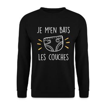 Je M'en Bats Les Couches - Sweat-shirt Unisexe - noir - Devant - Alina (178cm) & Michal (187cm)