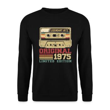 Original 1975 Vintage Jubiläumsgeschenk 1975 - Unisex Pullover - Schwarz - Vorne - Alina (178cm) & Michal (187cm)