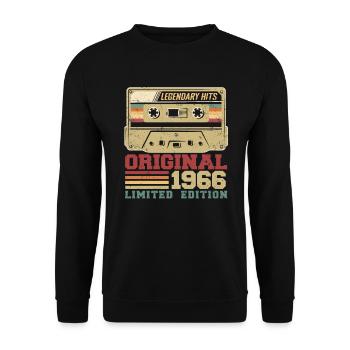 Original 1966 Vintage Geburtstagsgeschenk 1966 - Unisex Pullover - Schwarz - Vorne - Alina (178cm) & Michal (187cm)