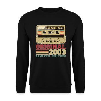 Original 2003 Vintage Jubiläumsgeschenk 2003 - Unisex Pullover - Schwarz - Vorne - Alina (178cm) & Michal (187cm)
