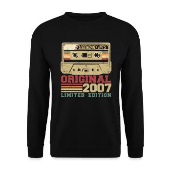 Original 2007 Vintage Jubiläumsgeschenk 2007 - Unisex Pullover - Schwarz - Vorne - Alina (178cm) & Michal (187cm)