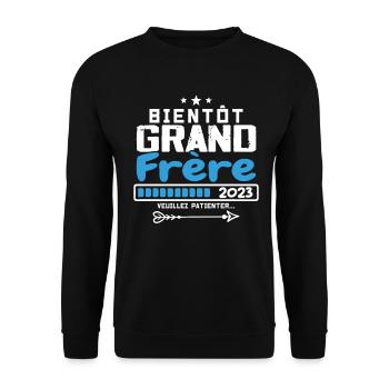 Bientôt Grand Frère 2023 - Futur grand-frère - Sweat-shirt Unisexe - noir - Devant - Alina (178cm) & Michal (187cm)