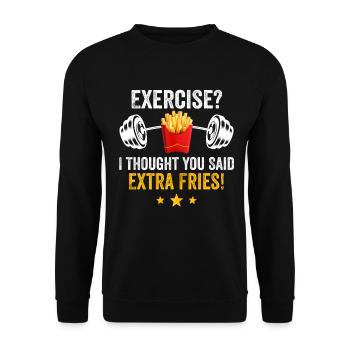 Exercise I Thought You Said Extra Fries - Sweat-shirt Unisexe - noir - Devant - Alina (178cm) & Michal (187cm)