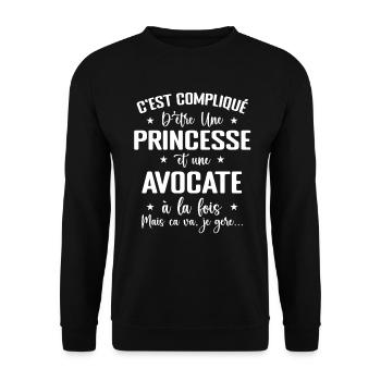 C'est Compliqué D'être Princesse Et Avocate - Sweat-shirt Unisexe - noir - Devant - Alina (178cm) & Michal (187cm)