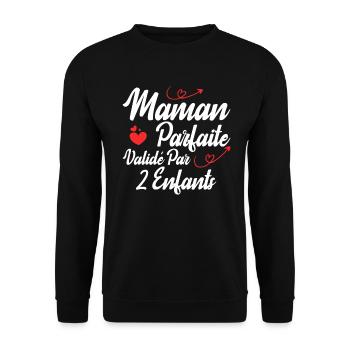 Maman parfaite validé par 2 enfants - Sweat-shirt Unisexe - noir - Devant - Alina (178cm) & Michal (187cm)