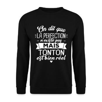 Tonton parfait, Cadeau humour tonton - Sweat-shirt Unisexe - noir - Devant - Alina (178cm) & Michal (187cm)