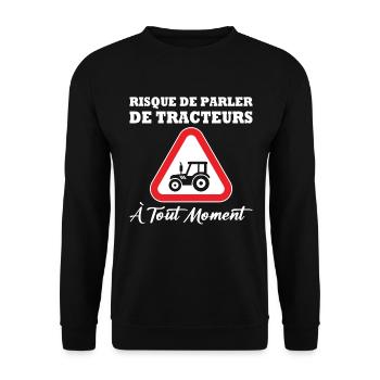 Risque de parler de tracteurs à tout moment - Sweat-shirt Unisexe - noir - Devant - Alina (178cm) & Michal (187cm)