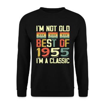1955 Ich bin nicht alt Ich bin klassisch Jahrgang 1955 Geburtstag - Unisex Pullover - Schwarz - Vorne - Alina (178cm) & Michal (187cm)