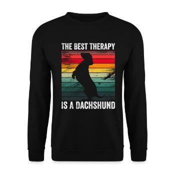 The Best Therapy Is A Dachshund Funny Dog Lovers - Unisex Sweatshirt - black - Front - Alina (178cm) & Michal (187cm)