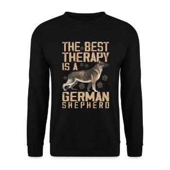 Die beste Therapie ist der Liebhaber des Deutschen Schäferhundes - Unisex Pullover - Schwarz - Vorne - Alina (178cm) & Michal (187cm)