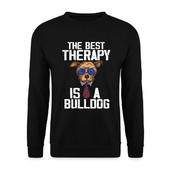 The Best Therapy Is Bulldog Dog Lover Bulldog Dog - Unisex Sweatshirt - black - Front - Alina (178cm) & Michal (187cm)