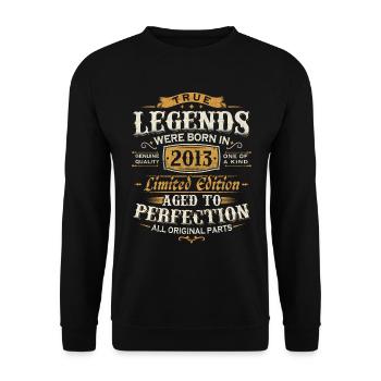 Vintage 2013 Born Legends Cadeau d’anniversaire - Sweat-shirt Unisexe - noir - Devant - Alina (178cm) & Michal (187cm)