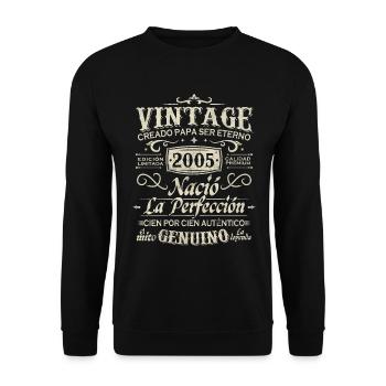 2005 Jahrgang 18 Jahre alter Geburtstag - Unisex Pullover - Schwarz - Vorne - Alina (178cm) & Michal (187cm)