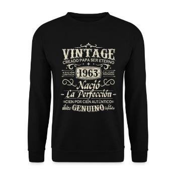 1963 Vintage 60 Years Birthday - Unisex Sweatshirt - black - Front - Alina (178cm) & Michal (187cm)