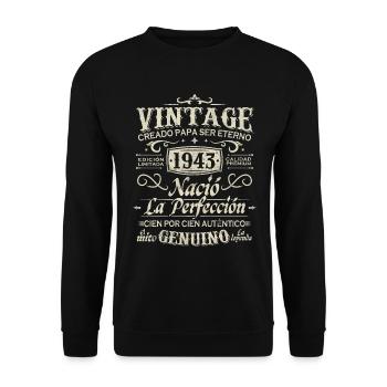 1943 Jahrgang 80 Jahre Geburtstag - Unisex Pullover - Schwarz - Vorne - Alina (178cm) & Michal (187cm)