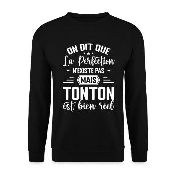 Tonton Parfait Cadeau Humour Tonton - Sweat-shirt Unisexe - noir - Devant - Alina (178cm) & Michal (187cm)