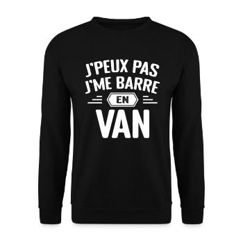J'peux Pas J'me Barre en Van Cadeau Anniversaire - Sweat-shirt Unisexe - noir - Devant - Alina (178cm) & Michal (187cm)