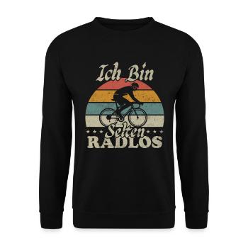 Ich Bin Selten Radlos Fahrrad Fahrradfahrer Männer - Unisex Pullover - Schwarz - Vorne - Alina (178cm) & Michal (187cm)
