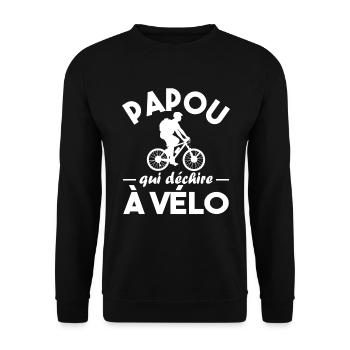 Papou qui déchire à Vélo - Sweat-shirt Unisexe - noir - Devant - Alina (178cm) & Michal (187cm)
