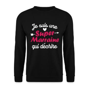 Je suis une Super Marraine qui Dechire - Sweat-shirt Unisexe - noir - Devant - Alina (178cm) & Michal (187cm)