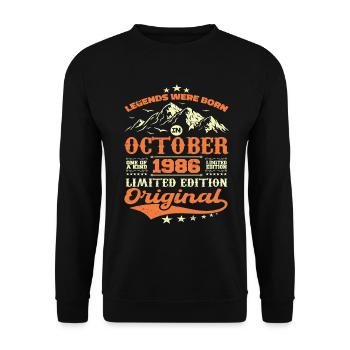 Original October 1986 vintage anniversary 1986 - Unisex Sweatshirt - black - Front - Alina (178cm) & Michal (187cm)