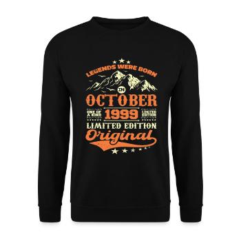 Original octobre 1999 vintage anniversaire 1999 - Sweat-shirt Unisexe - noir - Devant - Alina (178cm) & Michal (187cm)