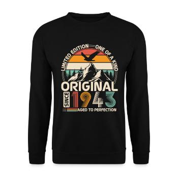 Original 1943 Vintage Anniversaire Rétro - Sweat-shirt Unisexe - noir - Devant - Alina (178cm) & Michal (187cm)
