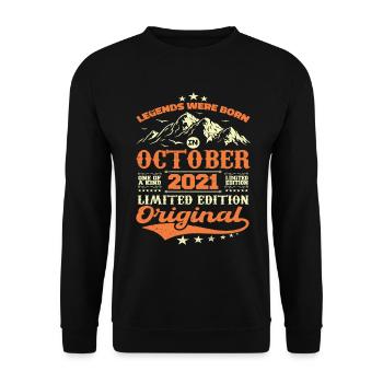 Original Oktober 2021 Jahrgang Jubiläum 2021 - Unisex Pullover - Schwarz - Vorne - Alina (178cm) & Michal (187cm)