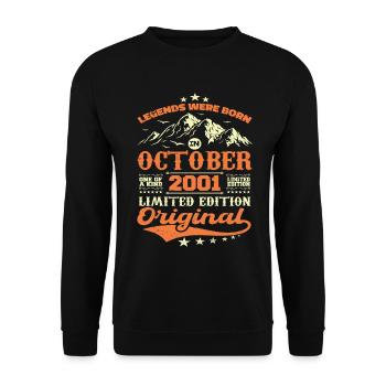Original octobre 2001 vintage anniversaire 2001 - Sweat-shirt Unisexe - noir - Devant - Alina (178cm) & Michal (187cm)