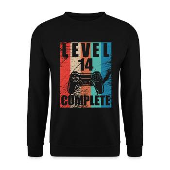 Level 14 abgeschlossen - Unisex Pullover - Schwarz - Vorne - Alina (178cm) & Michal (187cm)