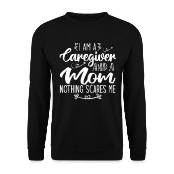 Ich bin eine Mutter und eine Pflegekraft, nichts macht mir Angst - Unisex Pullover - Schwarz - Vorne - Alina (178cm) & Michal (187cm)