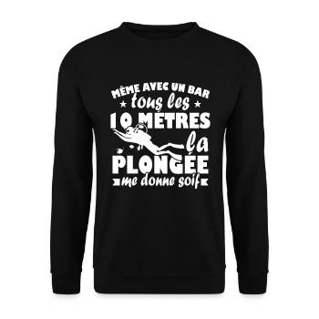 La plongée me donne soif Humour Cadeau - Sweat-shirt Unisexe - noir - Devant - Alina (178cm) & Michal (187cm)