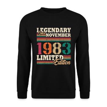 Vintage 1983 Novembre Vintage Anniversaire Rétro - Sweat-shirt Unisexe - noir - Devant - Alina (178cm) & Michal (187cm)