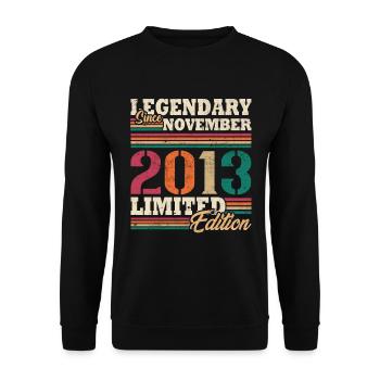 Vintage 2013 Novembre Vintage Anniversaire Rétro - Sweat-shirt Unisexe - noir - Devant - Alina (178cm) & Michal (187cm)