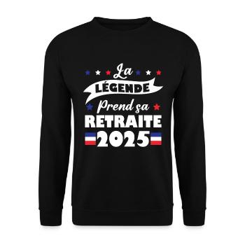 La Légende Prend Sa Retraite 2025 Humour Cadeau - Sweat-shirt Unisexe - noir - Devant - Alina (178cm) & Michal (187cm)